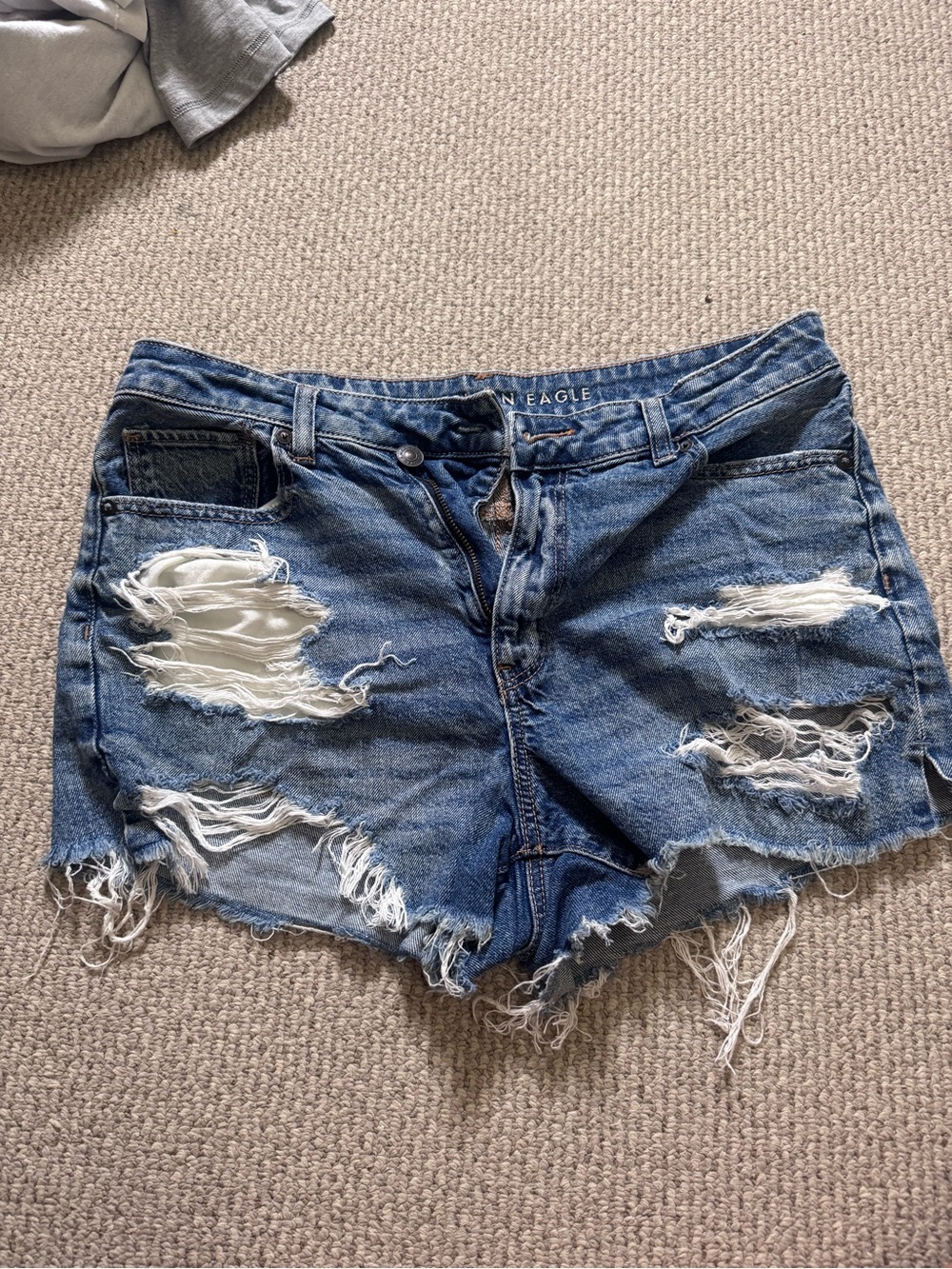 American Eagle Outfitters Distressed Dark Blue Denim Cutoff Shorts